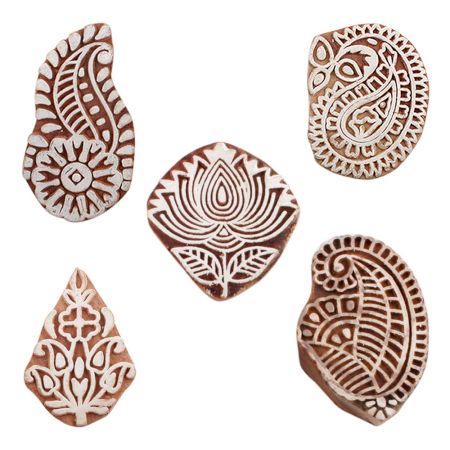 Set of 5 Piece New Mix Wooden Printing Blocks